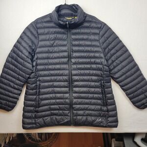 Cabelas Mens Black Down Puffer Jacket Size 2XL Full Zip Lightweight Hiking